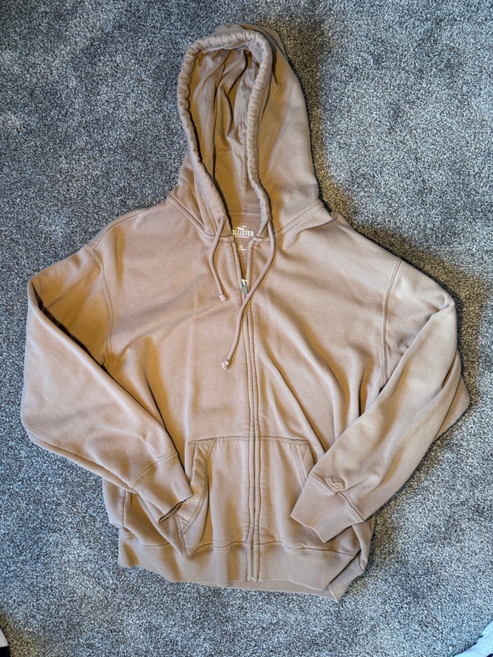 Women’s Hollister XS Light Brown Full-Zip Hooded Sweatshirt